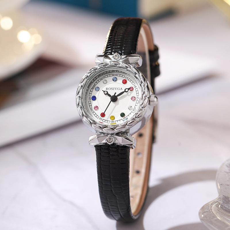 Women' Watches Rhinestone Quartz Wristwatch Leather Strap Watch