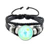 Creative Game Pikmin Cartoon Button Rope Button Glass Cabochon Handmade Black Leather Bracelet Jewelry Charm Gift