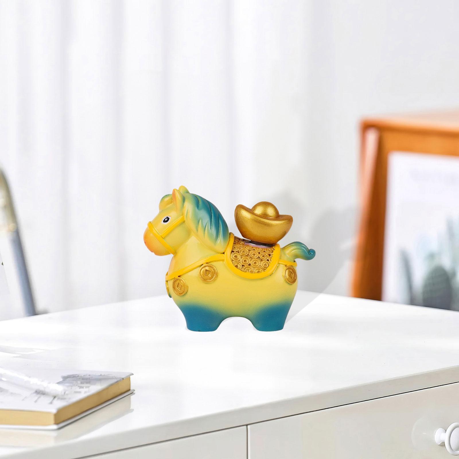 

Mini Horse Figure Resin Sculpture Zodiac Gift Tabletop Animal Statuette for Chinese New Year Room Decoration