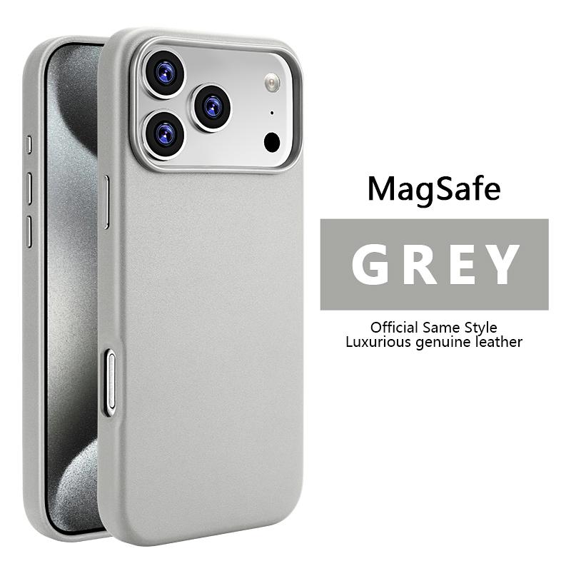 Plain Leather Case For iPhone 17 Air 16 15 14 Plus 13 Magnetic Cover For Magsafe Cover