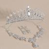 Elegant Evening Accessories Set Crystal Hair Crown Drop Earrings Pendant Necklace Wedding Headpiece for Daily Party