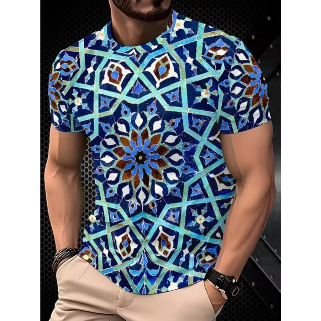 New Summer Men's Fashion T-shirt Personality Simple Pattern Printed Men's T-shirt Top