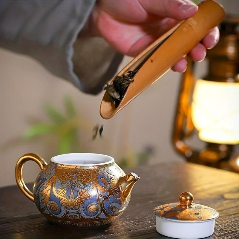 1ks 24k Zlatá čajová konvice Master Ručně vyráběná Dunhuang Tangka Zlacená konvička Dárková čajová sada pro domácnost Vysoce kvalitní čajová sada Kung Fu Jedna konvička