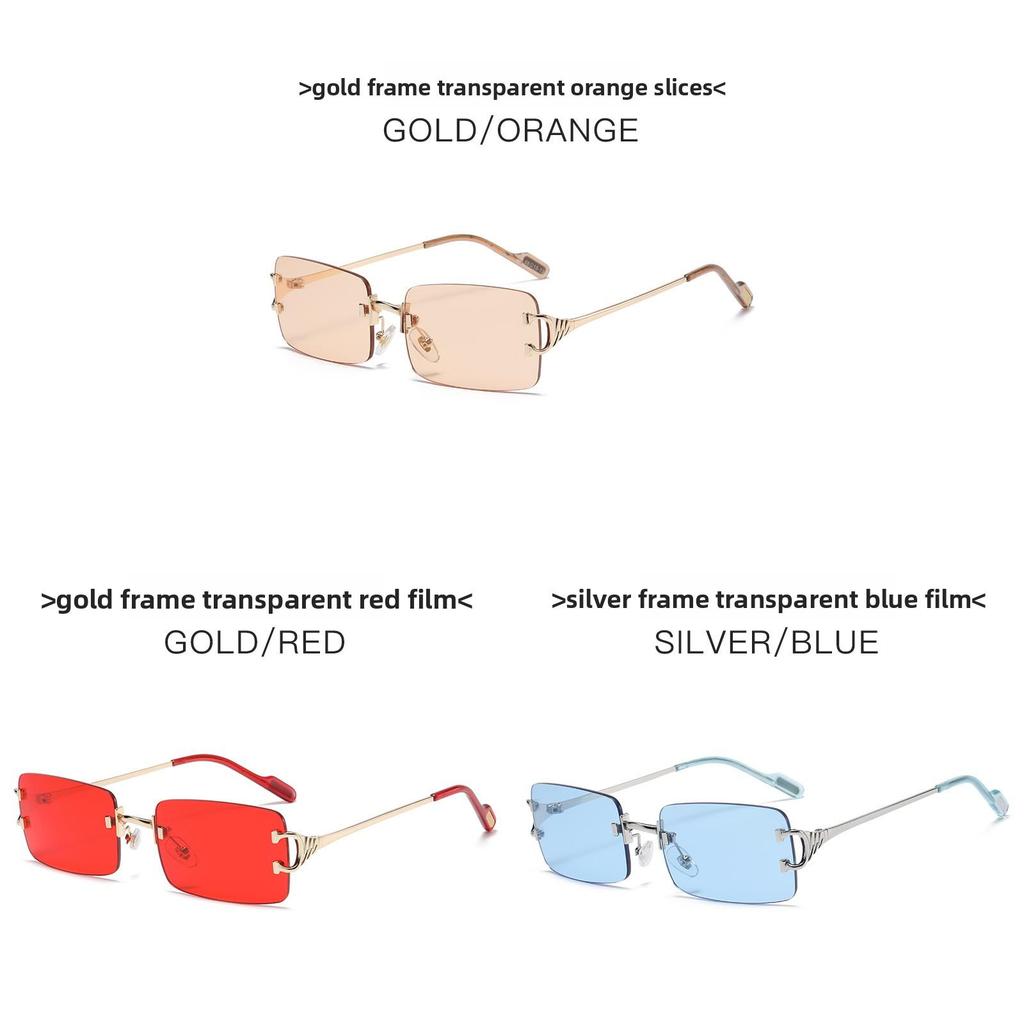 Unisex Metal Geometric Frameless Sunglasses With Uv400 Protection For Summer Beach And Travel