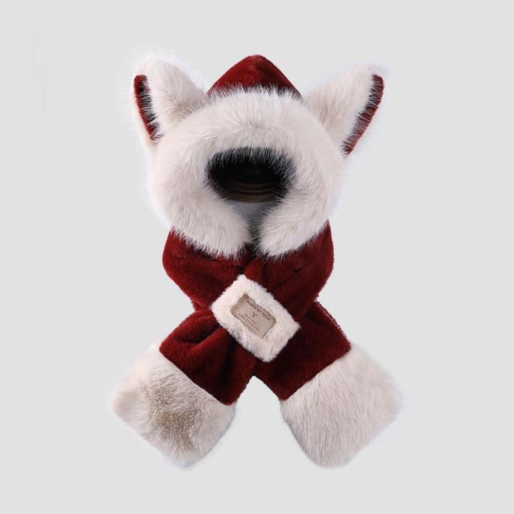 Cartoon Winter Plush Hat Anti-cold Ear Protection Cap Cute Animal Ear Scarf Hat  Daily