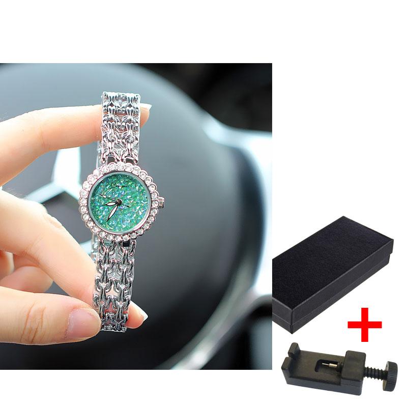 

Модные брендовые женские часы с серебристым стальным браслетом и бриллиантовым браслетом Starry Sky Surface, кварцевые водонепроницаемые часы