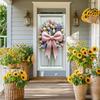 Spring Bow Wreath Door Cover Floral Banner Ribbon Bow Door Lining Background 2025 New Home Party Decoration Pink Purple