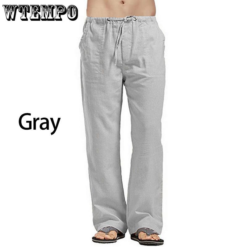 Men's Autumn Streetwear Elastic Waists Trousers Loose Pants Straight Party Pants Linen Plus Size