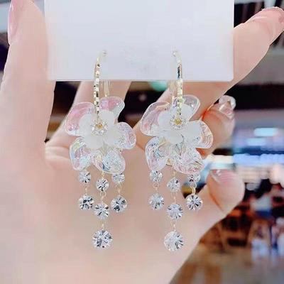 925 Silber Vibrato Modell Bunte Glasblume Quastenohrringe