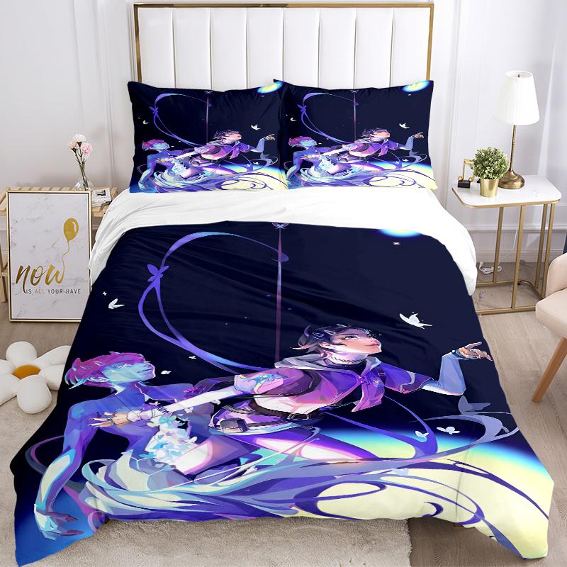 3pcs Butterfly Dreams Valorant Home Bedding Set-Fantasy Floral Decor for Bedroom, Living Room, Hotel, Festival Gift, Travel, Daily Use120202