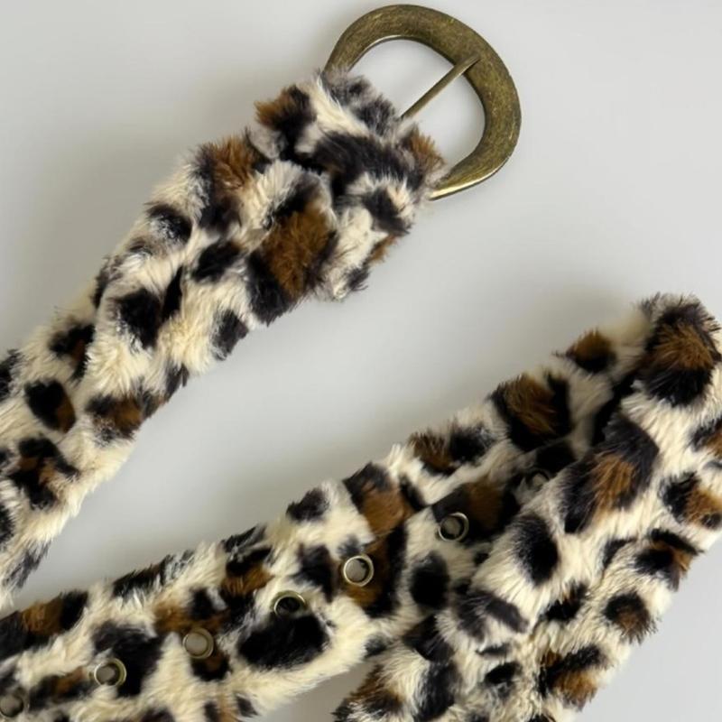 Stylish Leopard Print Adjustable Belt PU Leather Waist Strap Band With Retro Metal Clasp For Men And Women