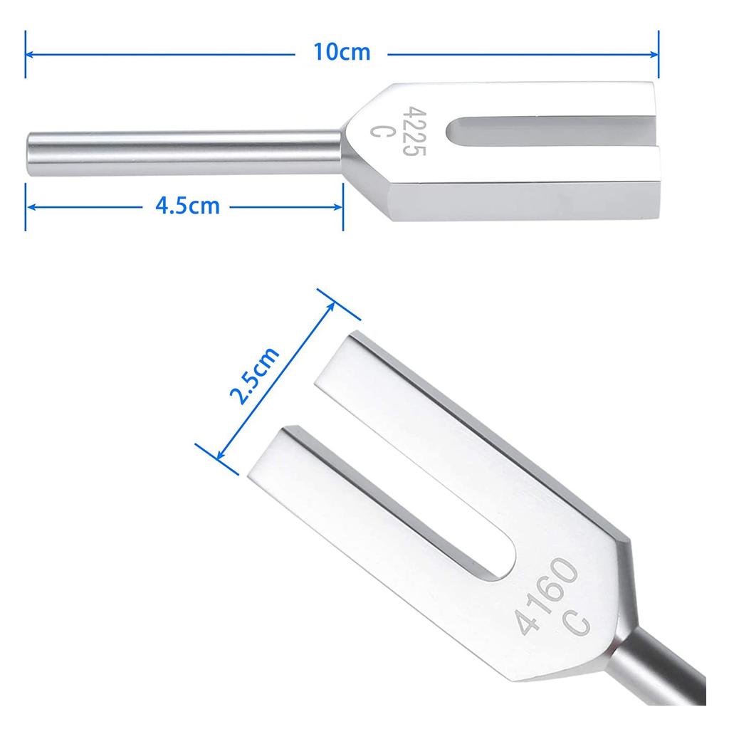 Dreld Angel Tuning Fork Set with Silicone Hammer and Soft Storage Bag Musical Silver (4096Hz, 4160Hz, 4225Hz) - Instrument,