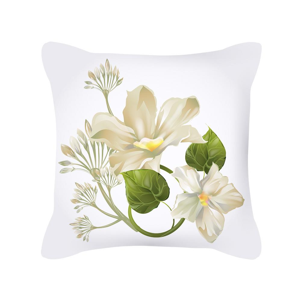 Pillow New Plant Flower Printed Pillow Sofa Pillow Bedside Backrest Short Plush Pillow Cover