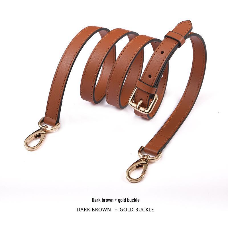 Adjustable Genuine Leather Crossbody Bag Strap - Thin Plain Weave for Women