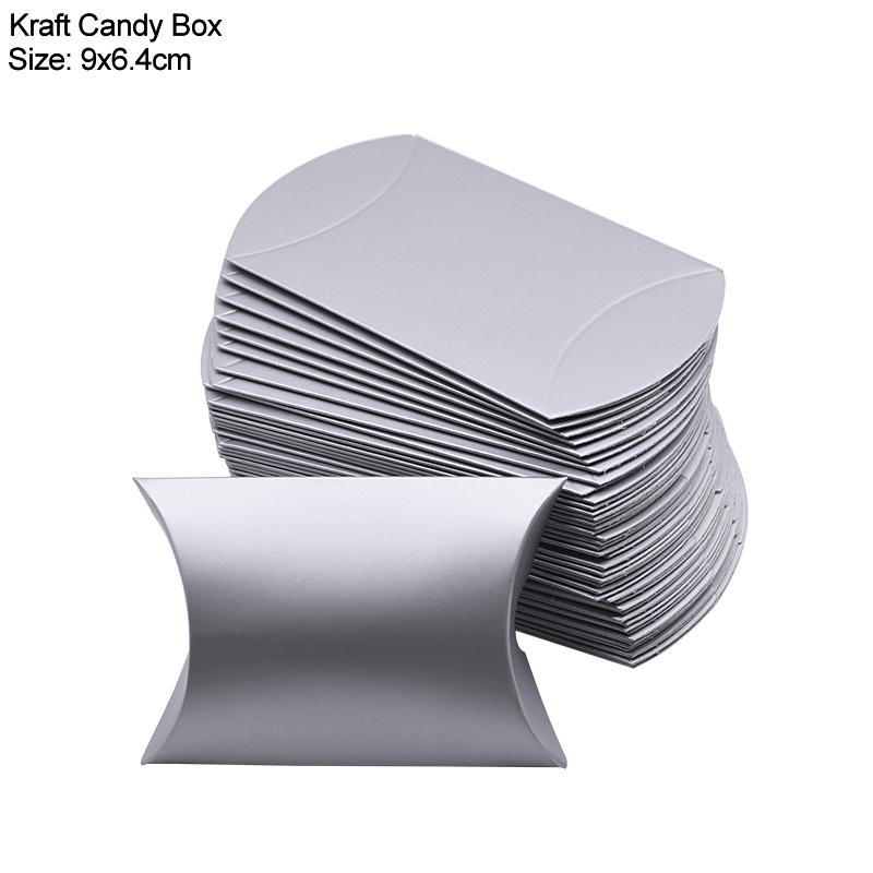 10/20/30Pcs Kraft Paper Pillow Candy Box Christmas Gift Packaging Boxes Candy Bags Wedding Baby Shower Birthday Party Decoration