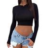 Long-Sleeved T-Shirt for Women, Fashionable Hot Girl Style, European and American New Autumn and Winter Base Shirt, Tight-Fitting Sexy Short Crop Top