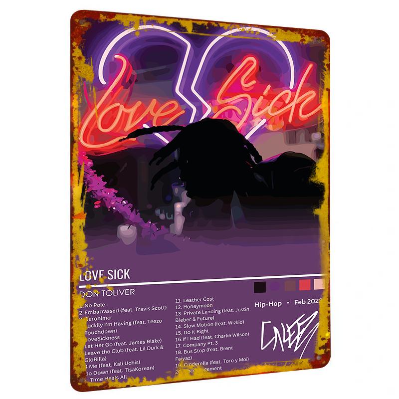 Don Toliver Love Sick Album Cover Metal Poster Wall Art Decor for Music Fans 20x30cm(7.8x11.8inch)