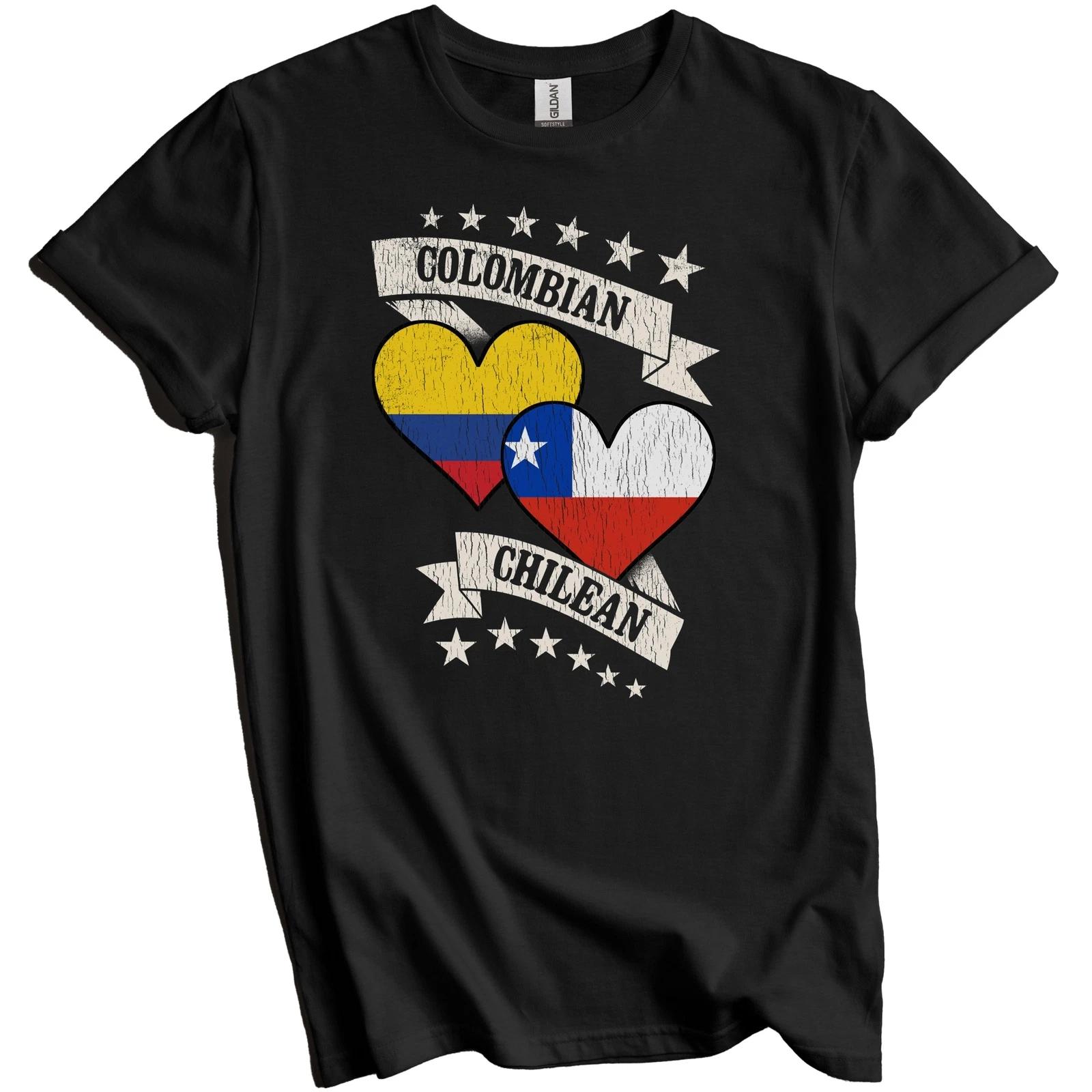 Colombian Chilean Heart Flags Colombia Chile T-Shirt L