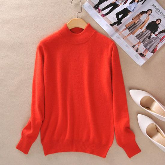 Women's Half-High Collar Spring/Autumn Knit Sweater Pullover