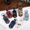 Vintage Leather Keychain with Stainless Steel Pendant