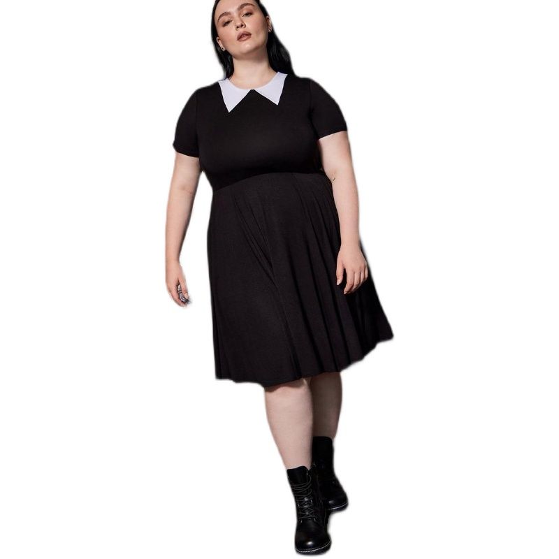 

100.15kg 0.00kg plus Size Women s Dress Black Mid-Length Slim Fit Slimming Long Sleeves Summer and Autumn Black 00