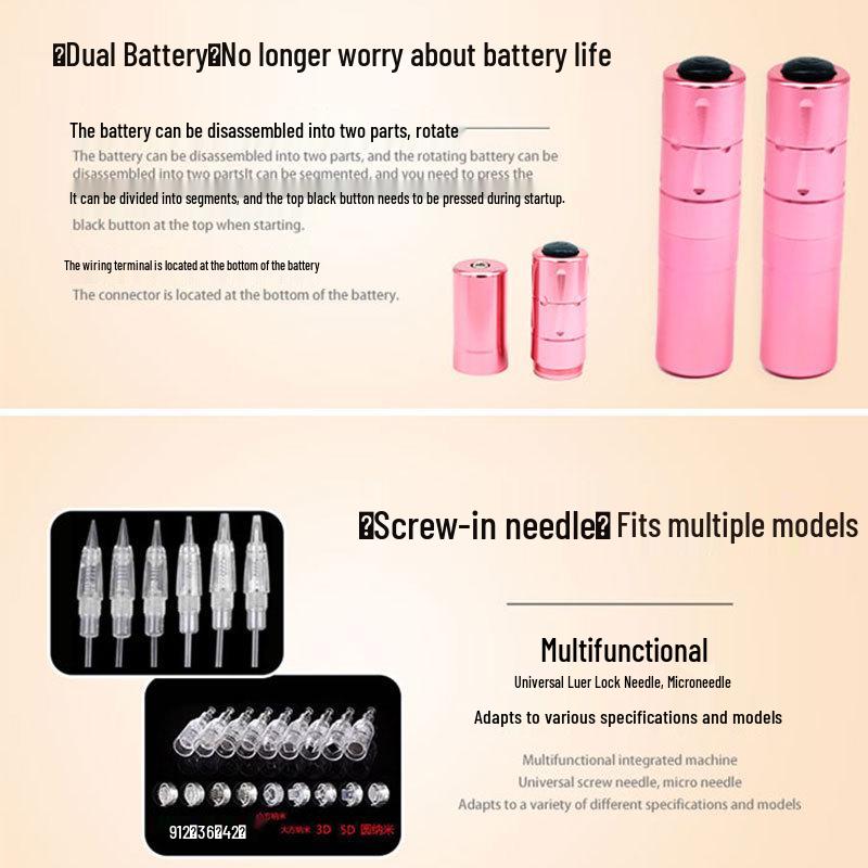 Dual Battery Eyebrow & Lip Embroidery Machine - All-in-One for Eyebrow, Lip, and Eyeliner Tattoos with Mist Effect.