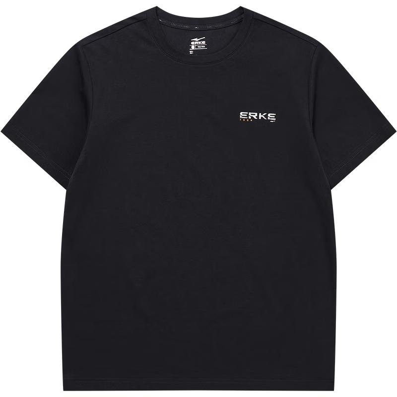 Erke Men s Round Neck Breathable Casual T-Shirt M чёрный