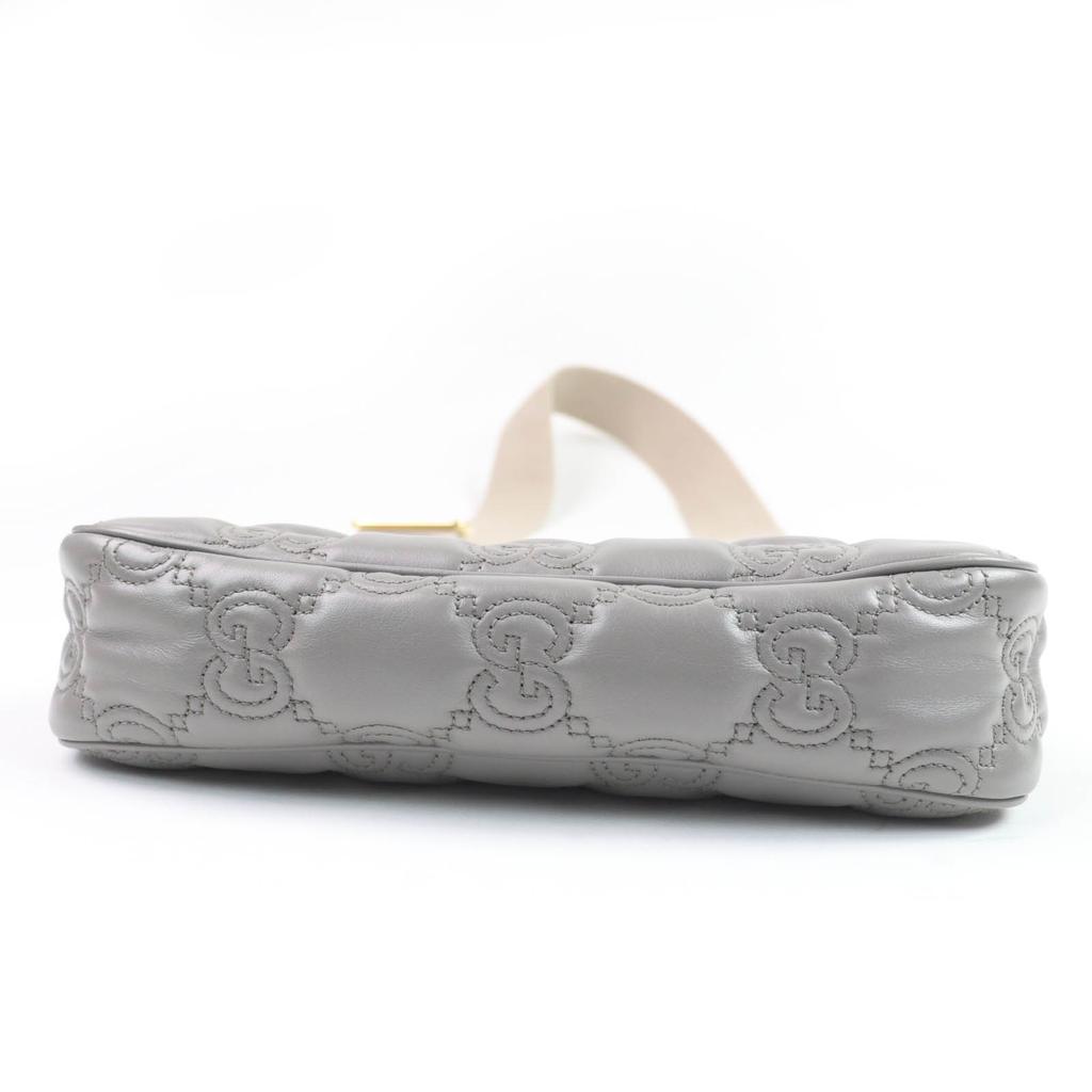 GUCCI Shoulder Bag GG Matelasse Leather 2-Way Handbag gray leather Women 735049 Used