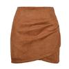 Suede Solid Color Hip Skirt Autumn and Winter Pleated Irregular Zipper Skirt
