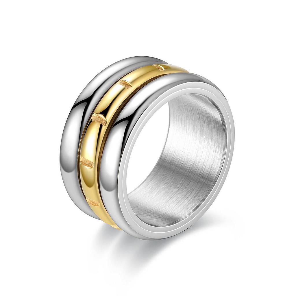Men's European and American Fashion Titanium Steel Rotating Ring