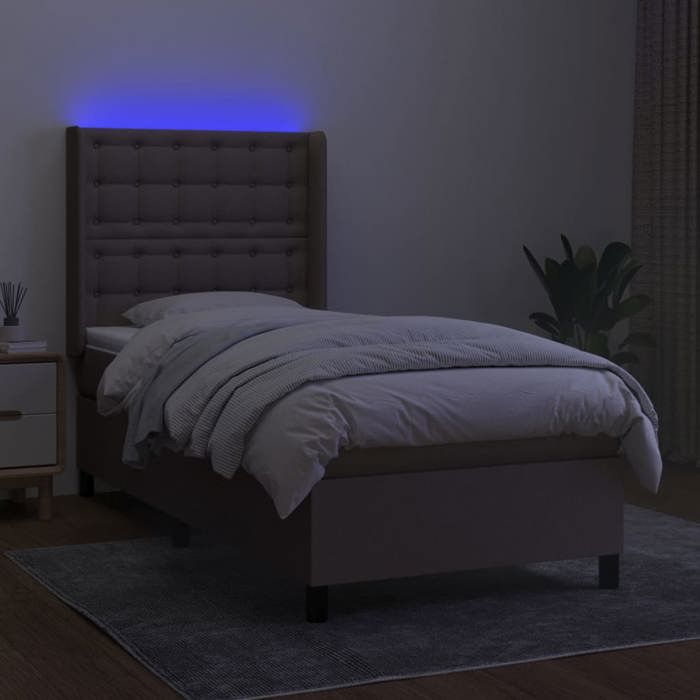 VidaXL Sommier à Lattes de Lit avec Matelas et LED, Lit Rembourré, Lit Simple, Lit Adulte de Chambre à Coucher Intérieur, 3138601