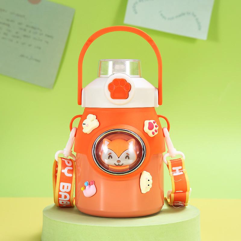 

Термос из нержавеющей стали для детей с рисунком, высокий уровень внешнего вида, для девочек и студентов, портативная чашка-непроливайка с крышкой для прыжков, чашка-горшок для живота 650ml