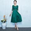Evening Dress New Fashion Thin Mid-sleeved Bridesmaid Dress Medium and Long Thin Dress Korean