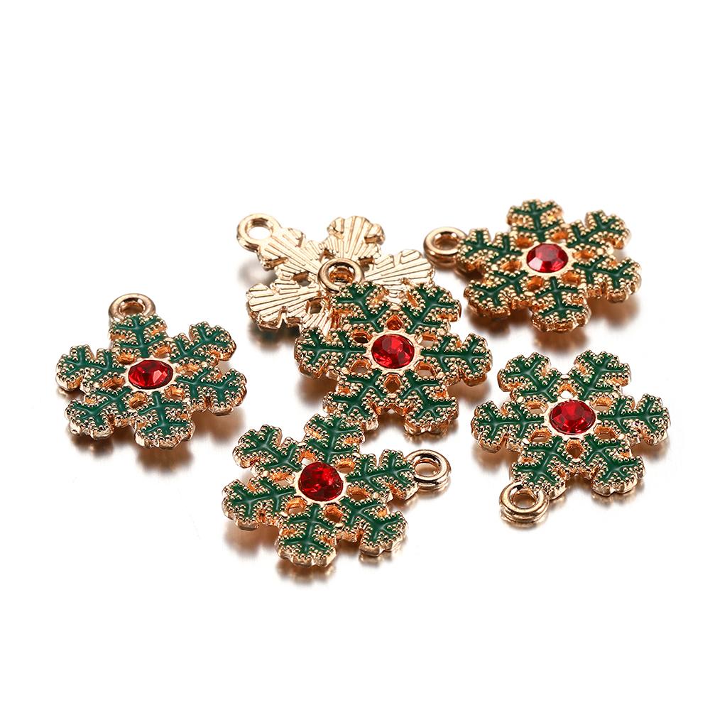 10Pcs Christmas Charms Pendants Enamel Bracelet Party Home Metal Craft Decoration Tree Hanging DIY Jewelry Making Accessories