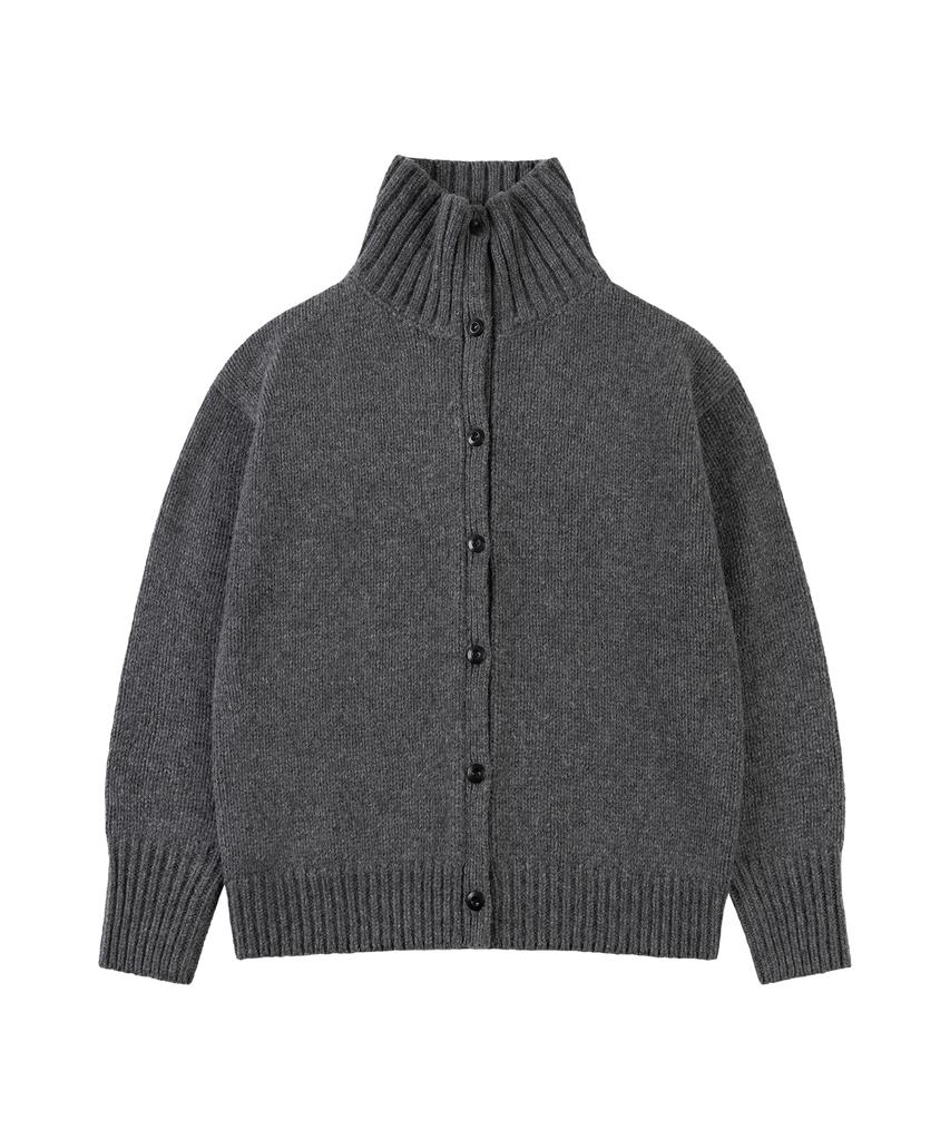 Siyazu Sikn2164 High-Neck Heavy Knit Cardigan_Charcoal