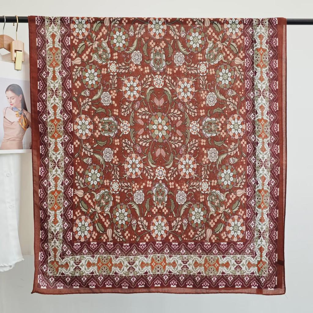 Thin Scarf Versatile Women's Scarf Shawl Imitation Cotton and Linen High-end French Silk Scarf Long Scarf Cross-border Special Supply