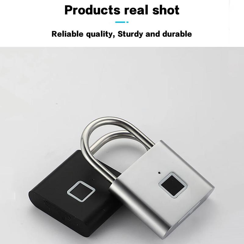 Keyless USB Rechargeable Fingerprint Lock Smart Home Padlock Waterproof Door Lock Quick Unlock Portable Anti-theft Padlock