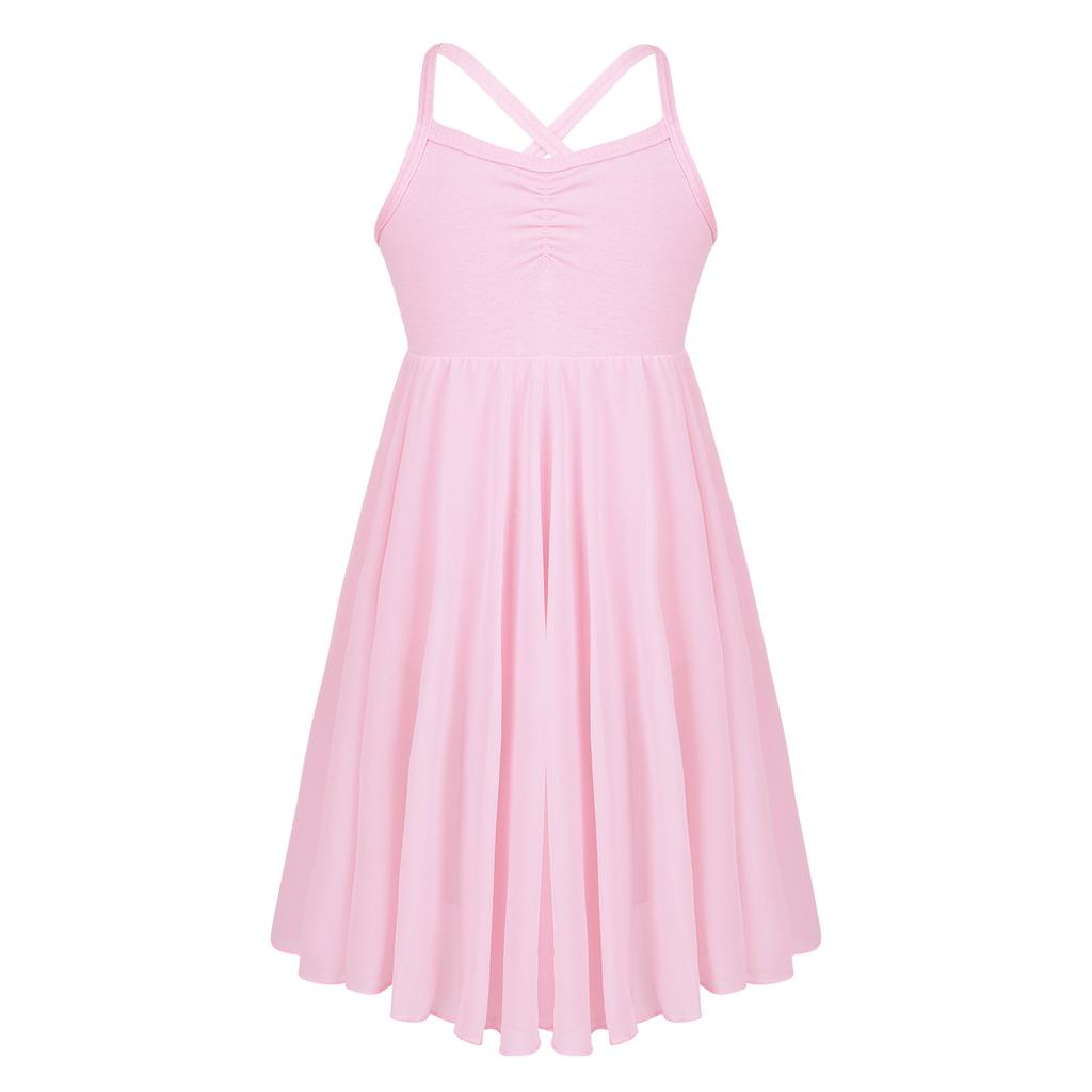 Girls Chiffon Ballet Leotard Dress Elegant Dancewear for Ballet Performances Practice