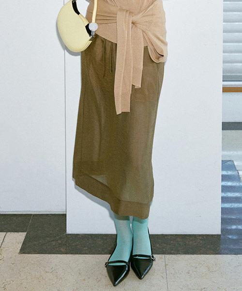Onaenon See-Through Layered Skirt New6Ss233