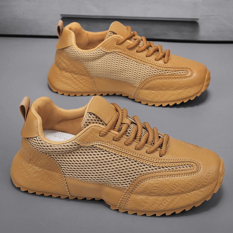 Chunky Sneaker Men Designer Increased Internal Platform Board Shoes Fashion Casual Microfiber Leather Mesh Breathable Sport Shoe