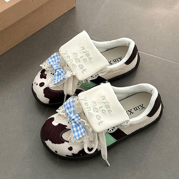 Cute versatile niche style flip ballet puff single shoes women's 2025 spring new ugly cute casual moral training shoes tide