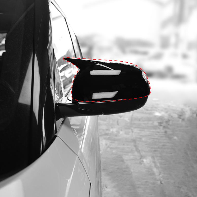 For Kia Soul -2025 Carbon Fiber Style Rear View Mirror Cover Horn Style ABS Rearview Mirror Shell LHD/RHD