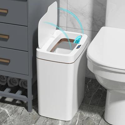 Smarter Badezimmer-Mülleimer, automatisches Einsacken, elektronischer Mülleimer, weiß, berührungslos, schmal, Smart-Sensor, Mülleimer, Smart Home, 15 l