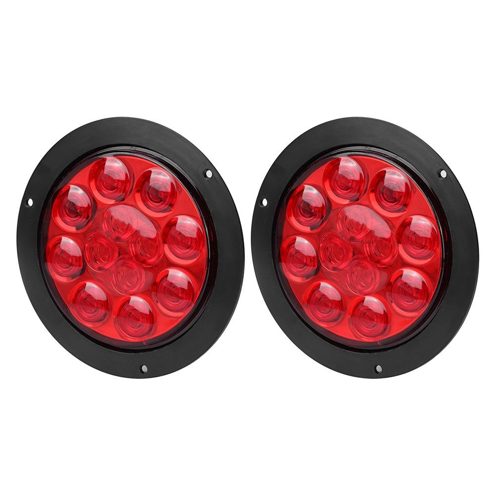2 יחידות 4 אינץ' 24V 12 נורות IP65 אור איתות אור אחורי אור ערפל למשאית נגרר אדום