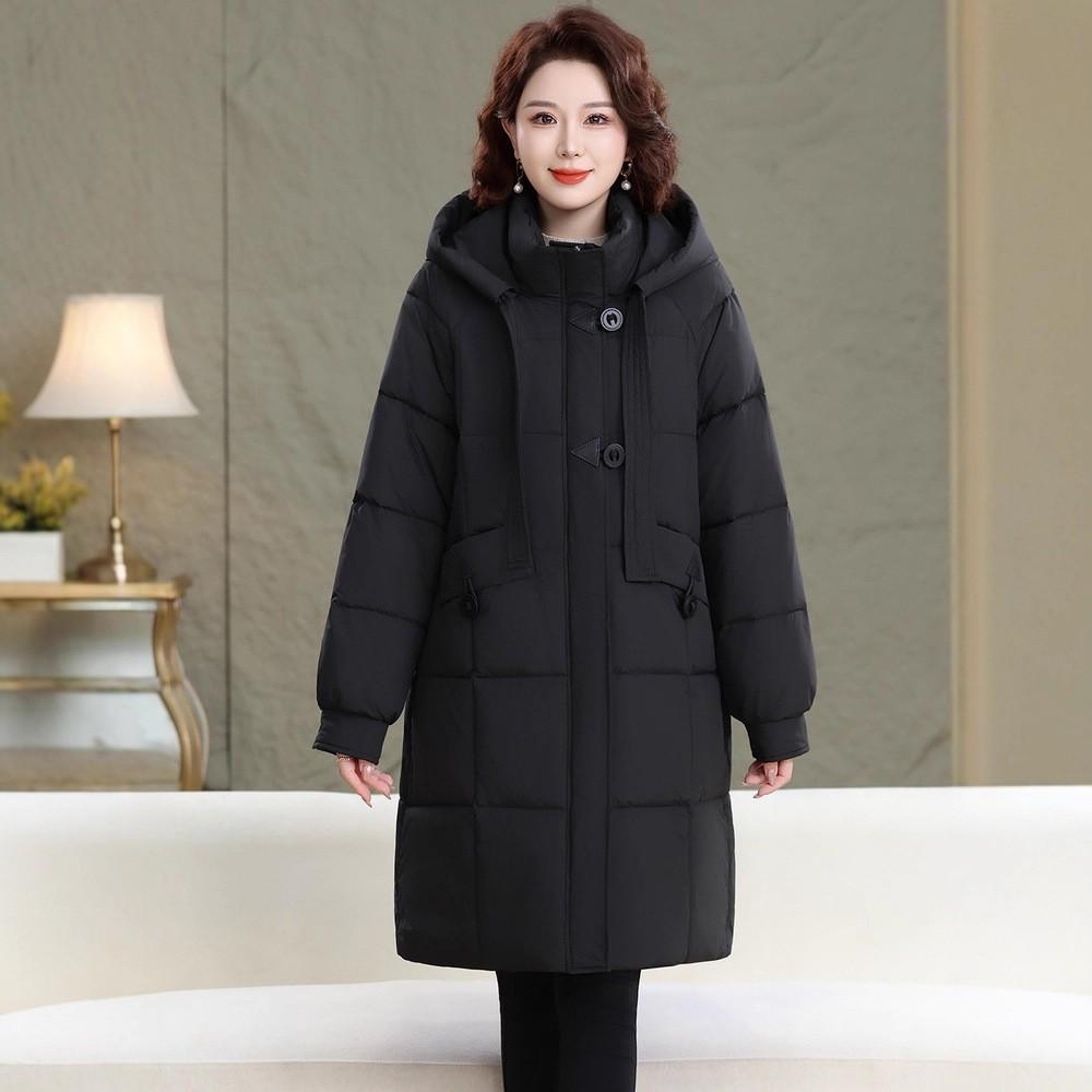 Mom winter padded jacket medium and long new middle-aged and elderly autumn and winter down padded jacket large size padded jacket women