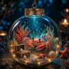 Coastal Style Home Seasonal Ornaments Ocean Animal Christmas Ball Ornament, 3D Marine Life Hanging Decoration, Theme Beach Xmas Tree Pendant