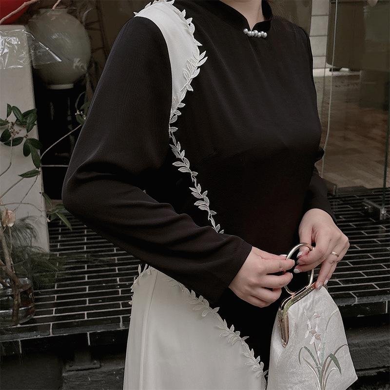 8 fat mm large size dress temperament national style splicing cheongsam long new Chinese style meat-covering and thin skirt