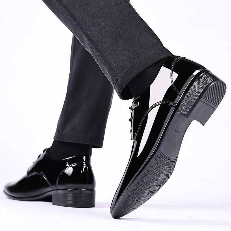 Patent Leather Black Lace Up Pointed Toe Men'S Formal Shoes Style Low Price Office Luxury Designer 39 Suit Social Shoe Male