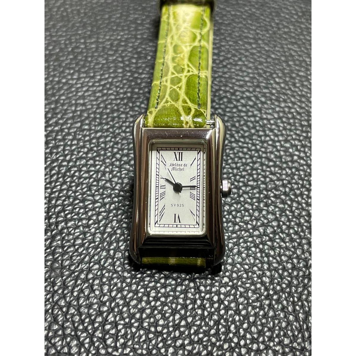 Used Helene de Michel Helene Michel SV925 Square Watch Green Vintage