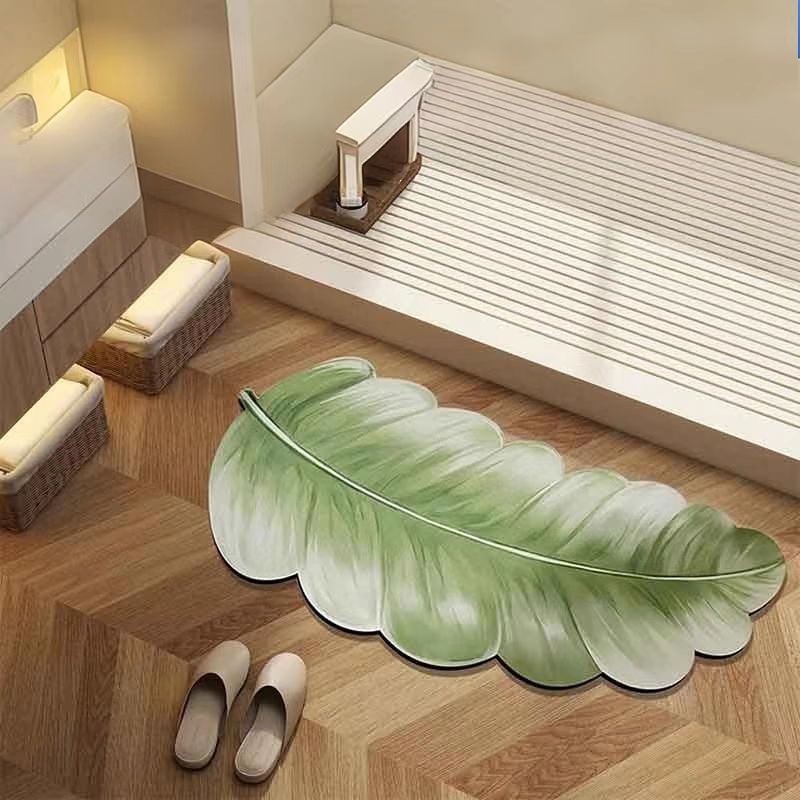 

Зеленый коврик для ванной комнаты с растениями, впитывающий напольный коврик для домашнего использования, коврик для двери, ковер из диатомита, мягкая подкладка для ног для гигиены и комфорта 70*40cm